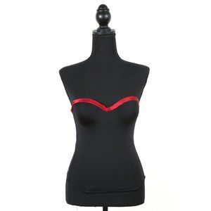 Vintage Le Mystère Satin Red & Black Bustier Corset w/Boning- French Des…